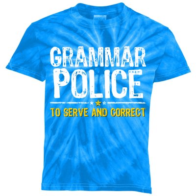 Grammar Police To Serve And Correct Funny Meme Kids Tie-Dye T-Shirt