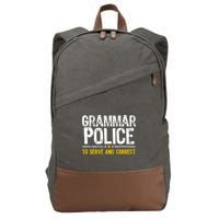 Grammar Police To Serve And Correct Funny Meme Cotton Canvas Backpack
