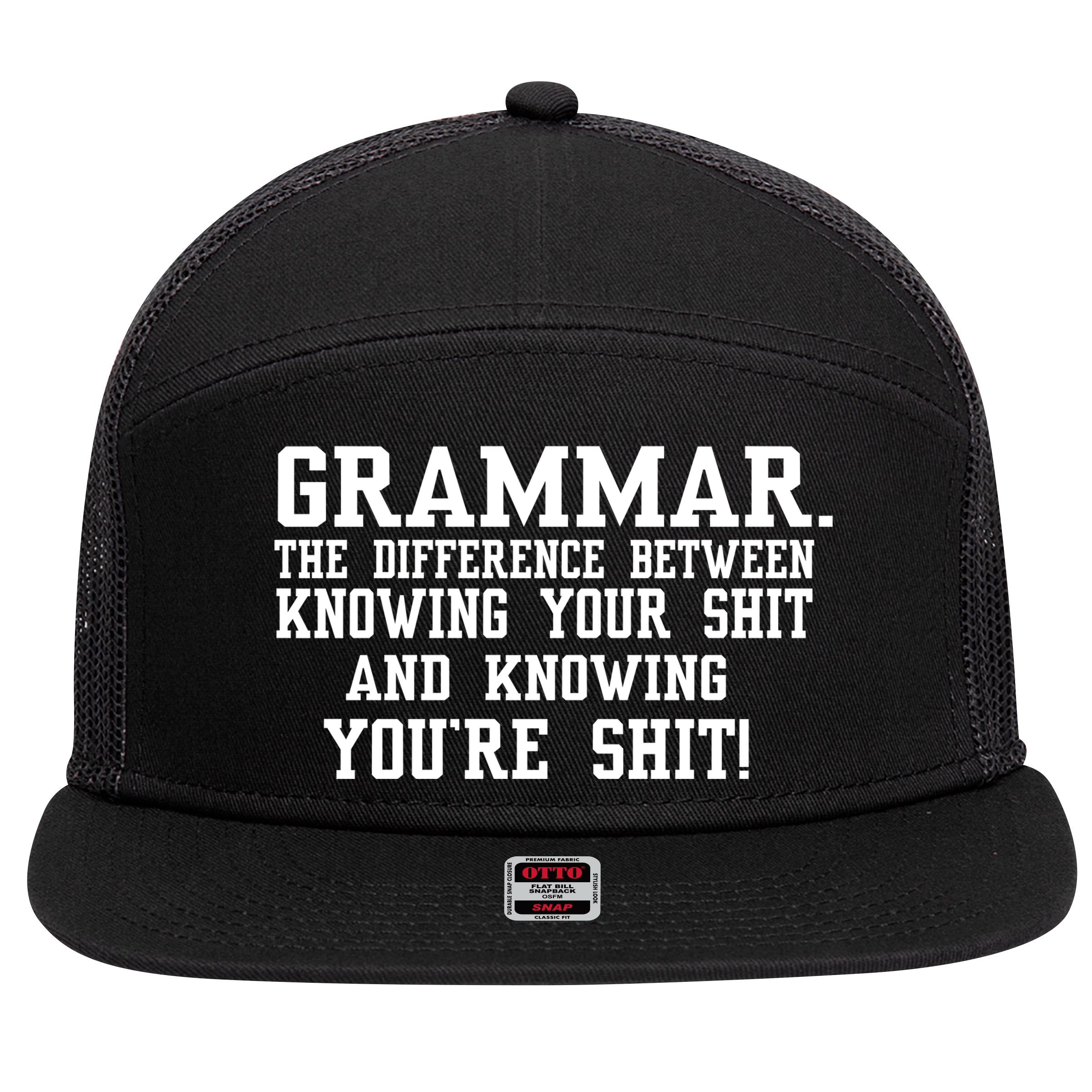 GRAMMAR The Differences 7 Panel Mesh Trucker Snapback Hat