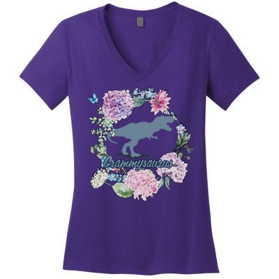 Grammysaurus Dinosaur Grammy Saurus Women's V-Neck T-Shirt