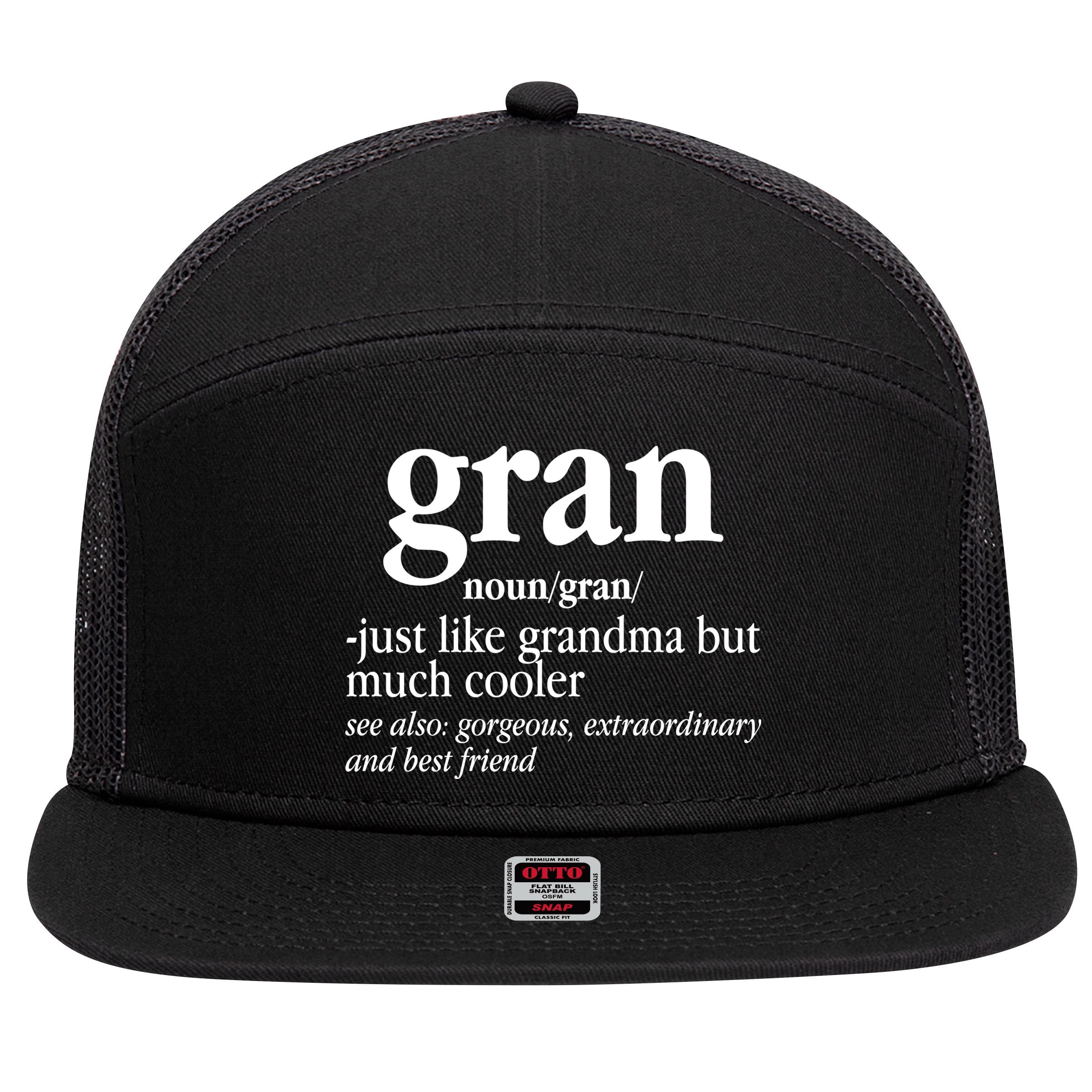 Gran Funny Definition Grandmother 7 Panel Mesh Trucker Snapback Hat