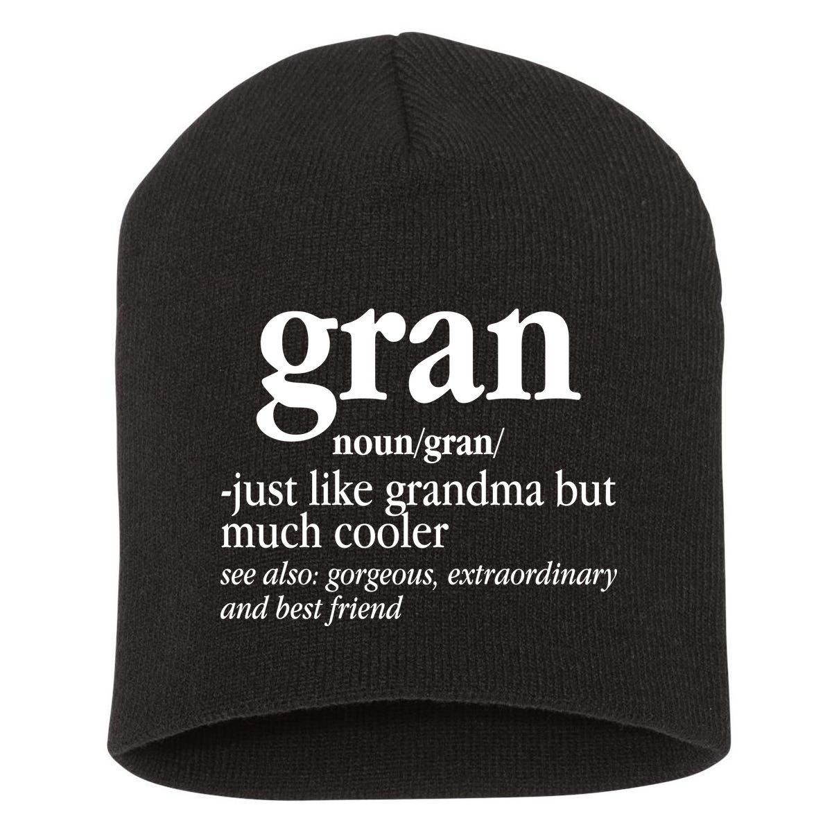 Gran Funny Definition Grandmother Short Acrylic Beanie