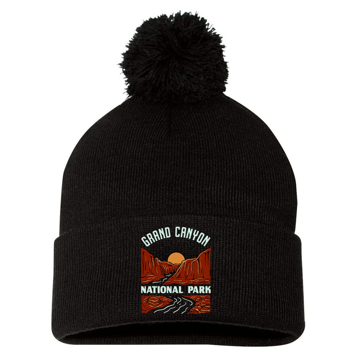 Grand Canyon National Park Illustration Pom Pom 12in Knit Beanie