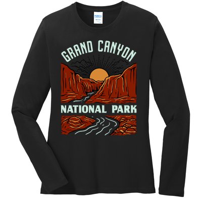 Grand Canyon National Park Illustration Ladies Long Sleeve Shirt