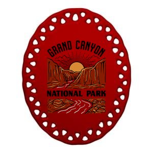 Grand Canyon National Park Illustration Ceramic Oval Ornament