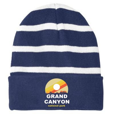 Grand Canyon National Park Retro Logo Striped Beanie with Solid Band