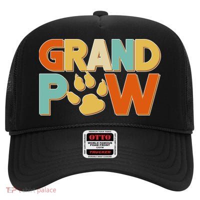 Grand Paw Funny Dog Grandpa High Crown Mesh Back Trucker Hat