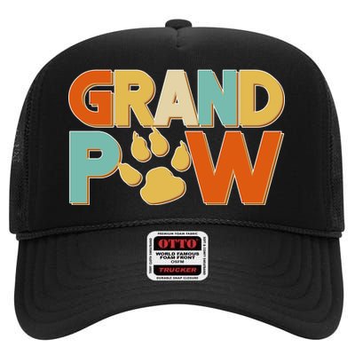 Grand Paw Funny Dog Grandpa High Crown Mesh Back Trucker Hat