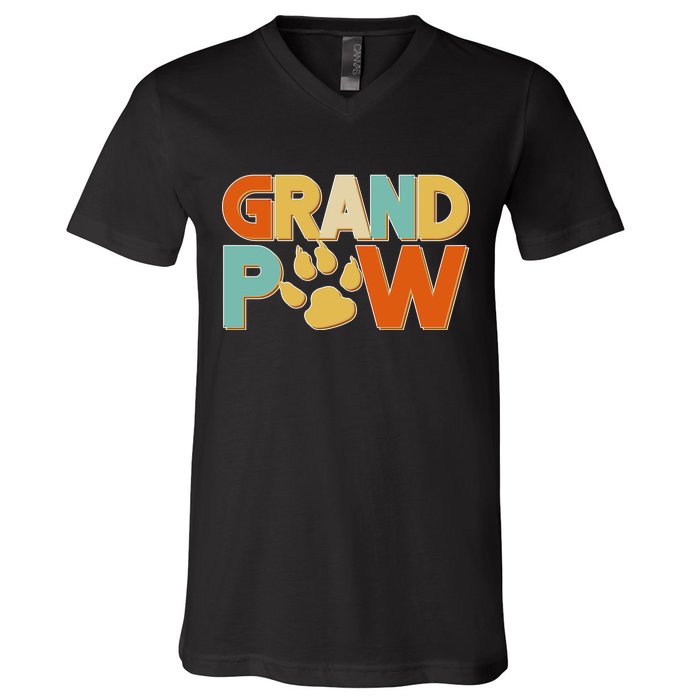 Grand Paw Funny Dog Grandpa V-Neck T-Shirt