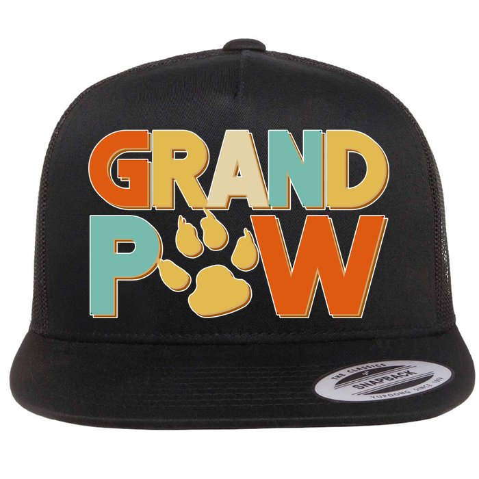 Grand Paw Funny Dog Grandpa Flat Bill Trucker Hat