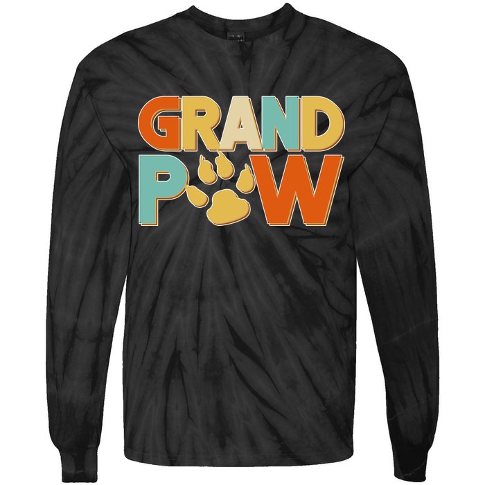 Grand Paw Funny Dog Grandpa Tie-Dye Long Sleeve Shirt