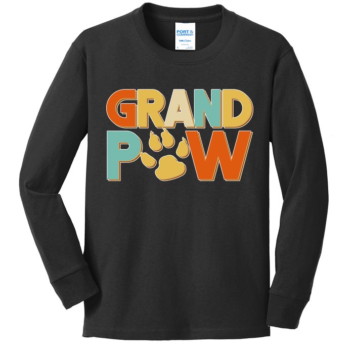 Grand Paw Funny Dog Grandpa Kids Long Sleeve Shirt