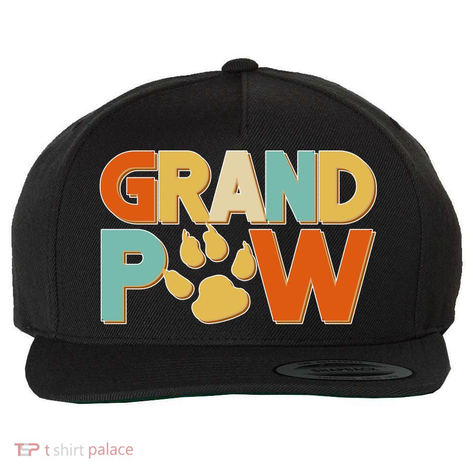 Grand Paw Funny Dog Grandpa Wool Snapback Cap