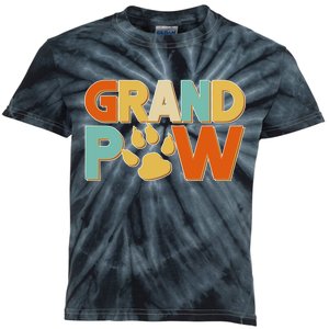 Grand Paw Funny Dog Grandpa Kids Tie-Dye T-Shirt