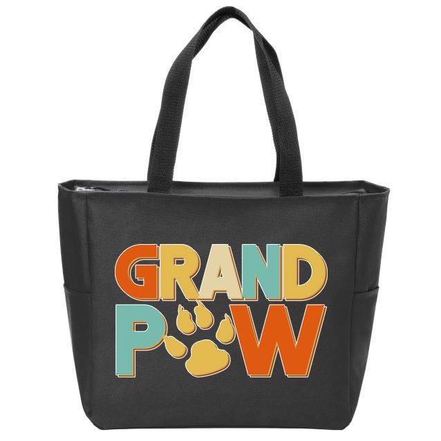 Grand Paw Funny Dog Grandpa Zip Tote Bag