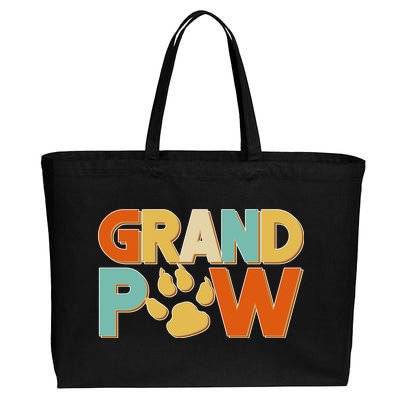 Grand Paw Funny Dog Grandpa Cotton Canvas Jumbo Tote