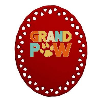 Grand Paw Funny Dog Grandpa Ceramic Oval Ornament