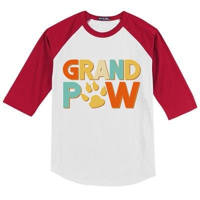 Grand Paw Funny Dog Grandpa Kids Colorblock Raglan Jersey