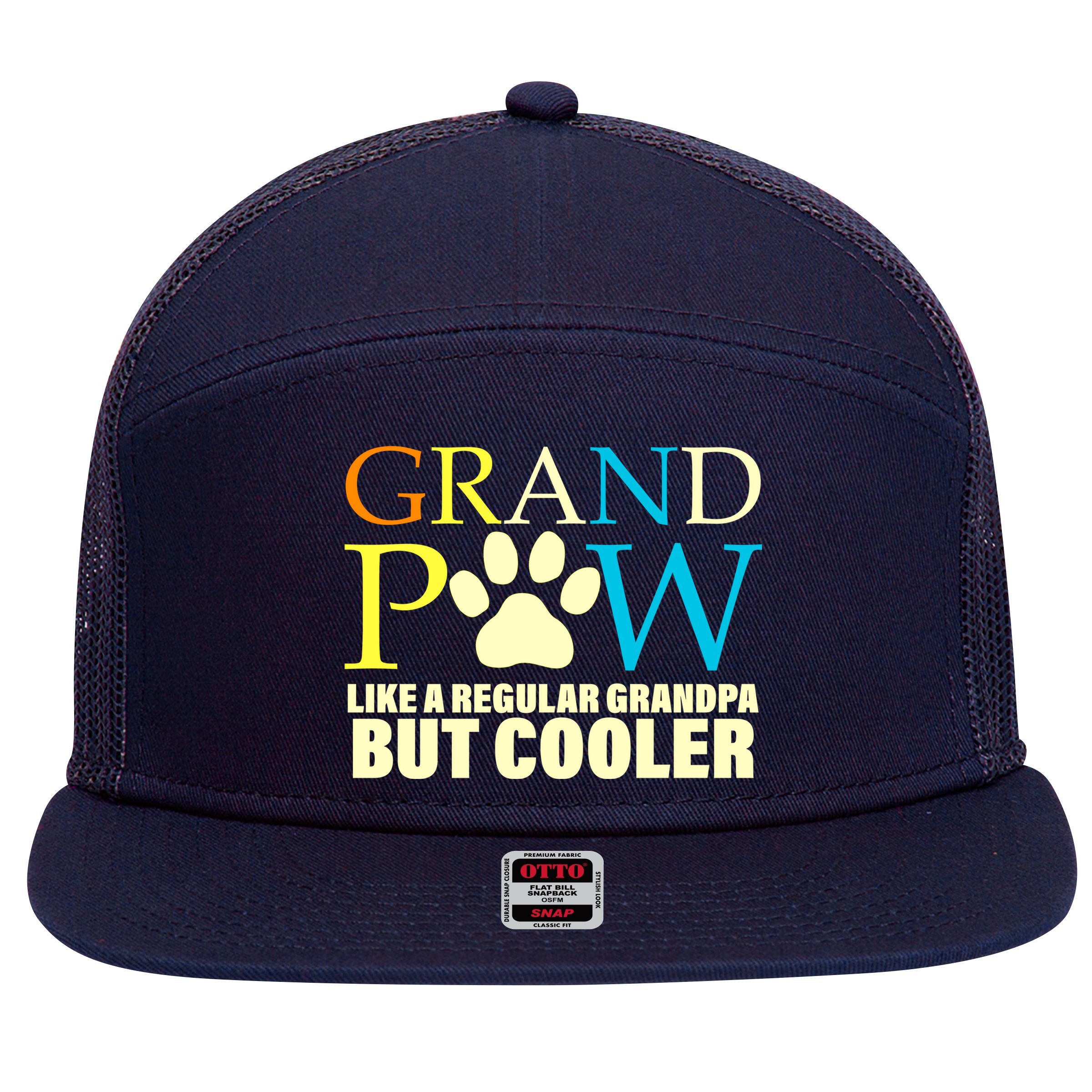 Grand Paw Like A Regular Grandpa But Cooler 7 Panel Mesh Trucker Snapback Hat