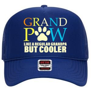 Grand Paw Like A Regular Grandpa But Cooler High Crown Mesh Back Trucker Hat