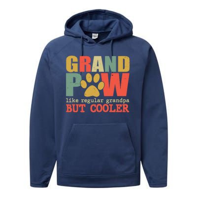 Grand Paw Like A Regular Grandpa But Cooler Vintage Performance Fleece Hoodie