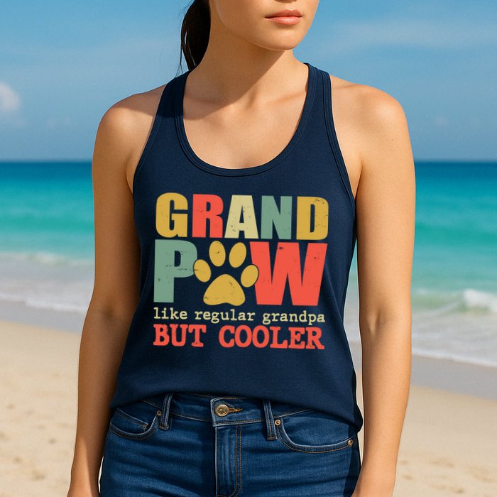 Grand Paw Like A Regular Grandpa But Cooler Vintage Womens Tank Top