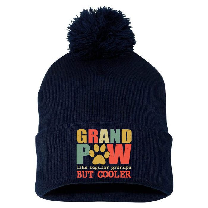 Grand Paw Like A Regular Grandpa But Cooler Vintage Pom Pom 12in Knit Beanie