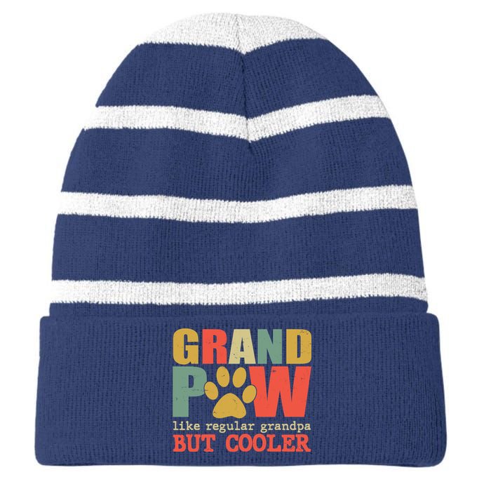 Grand Paw Like A Regular Grandpa But Cooler Vintage Striped Beanie with Solid Band