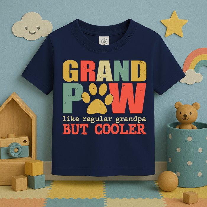 Grand Paw Like A Regular Grandpa But Cooler Vintage Toddler T-Shirt