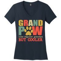 Grand Paw Like A Regular Grandpa But Cooler Vintage Women's V-Neck T-Shirt