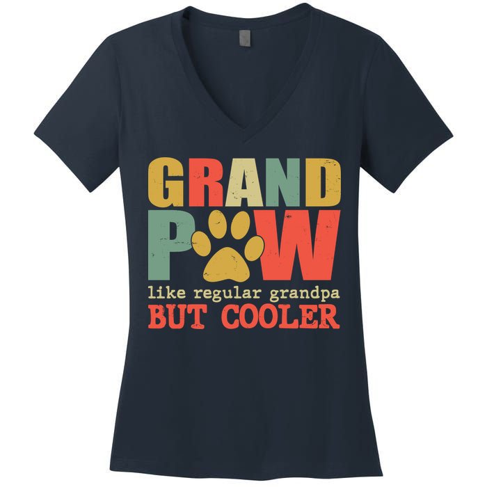 Grand Paw Like A Regular Grandpa But Cooler Vintage Women's V-Neck T-Shirt