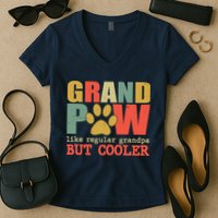 Grand Paw Like A Regular Grandpa But Cooler Vintage Women's V-Neck T-Shirt