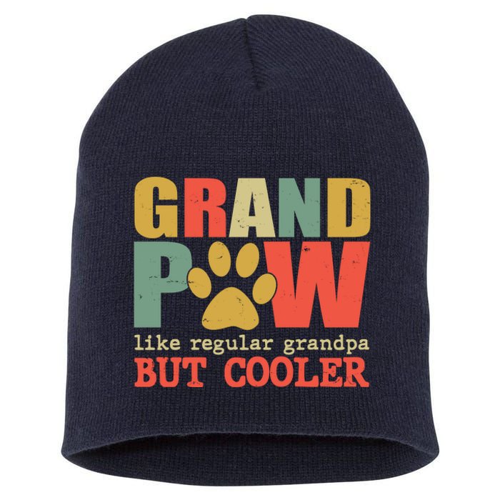 Grand Paw Like A Regular Grandpa But Cooler Vintage Short Acrylic Beanie