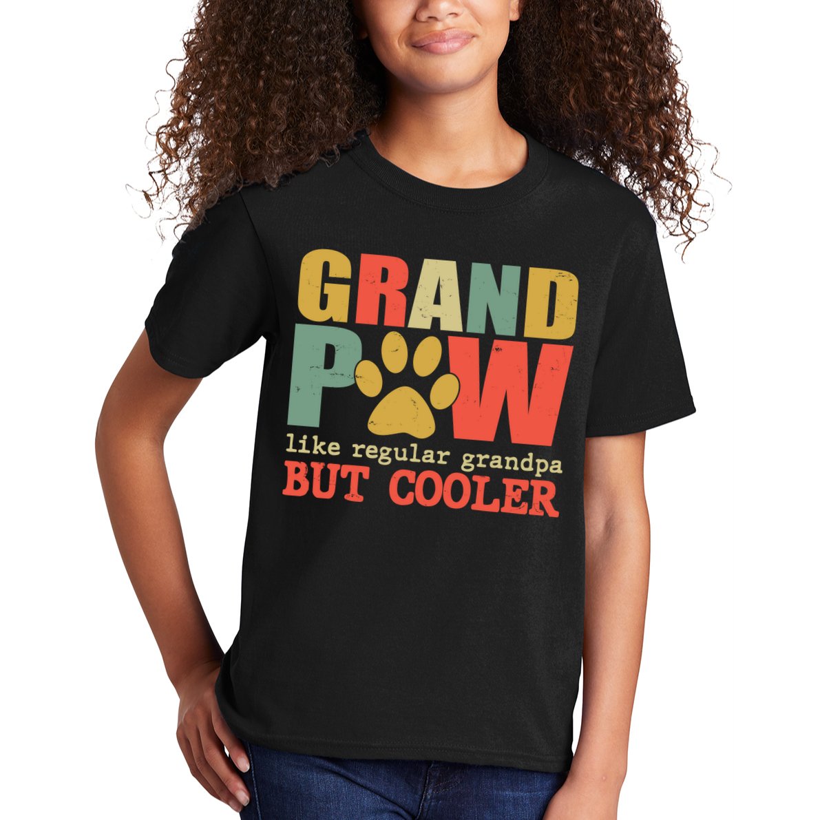Grand Paw Like A Regular Grandpa But Cooler Vintage Kids T-Shirt