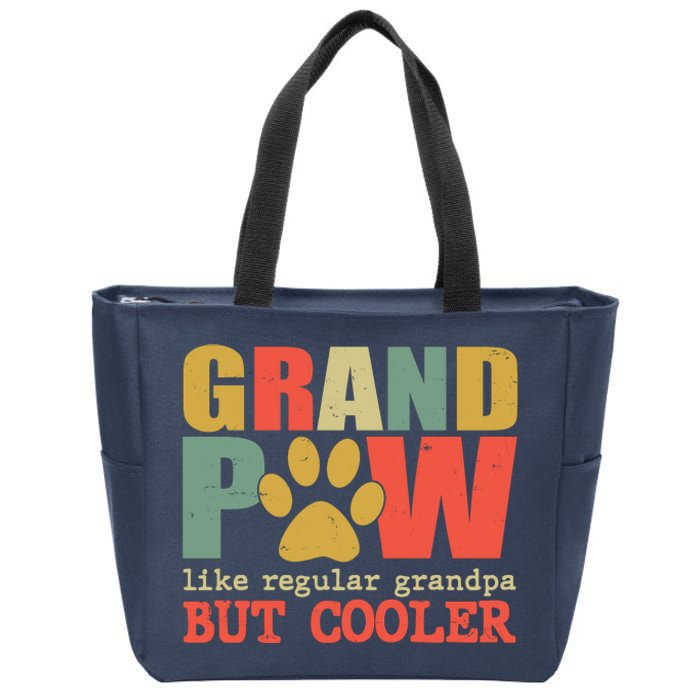 Grand Paw Like A Regular Grandpa But Cooler Vintage Zip Tote Bag