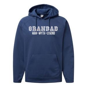 Granddad Man Myth Legend Performance Fleece Hoodie