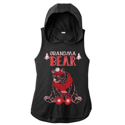 Grandma Bear Christmas Santa Family Matching Pajamas Ladies PosiCharge Tri-Blend Wicking Draft Hoodie Tank