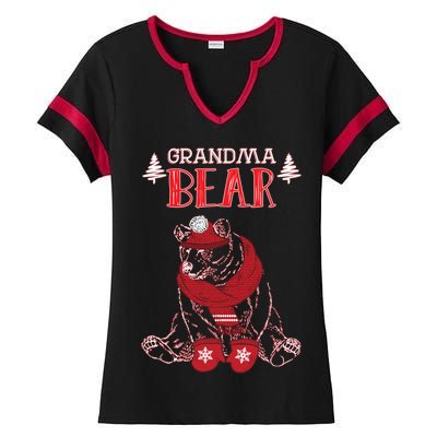 Grandma Bear Christmas Santa Family Matching Pajamas Ladies Halftime Notch Neck Tee