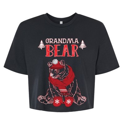 Grandma Bear Christmas Santa Family Matching Pajamas Bella+Canvas Jersey Crop Tee