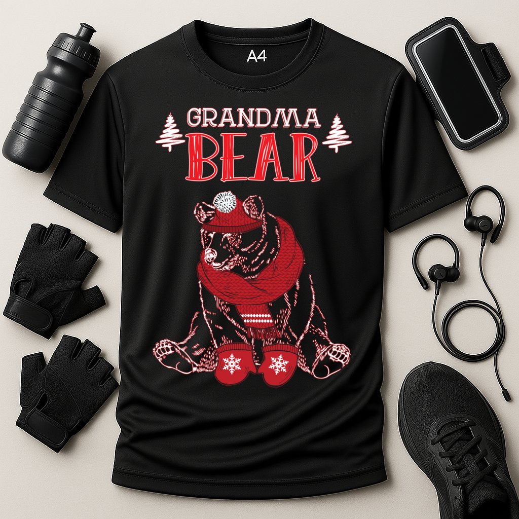 Grandma Bear Christmas Santa Family Matching Pajamas Cooling Performance Crew T-Shirt