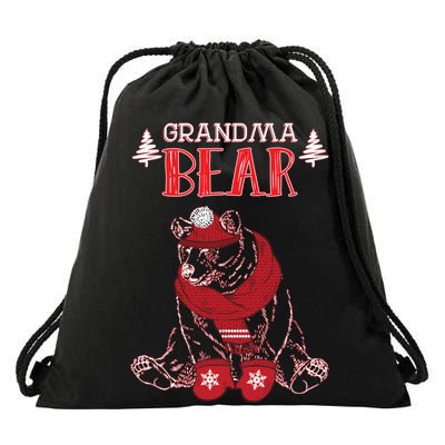 Grandma Bear Christmas Santa Family Matching Pajamas Drawstring Bag