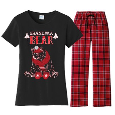 Grandma Bear Christmas Santa Family Matching Pajamas Women's Flannel Pajama Set