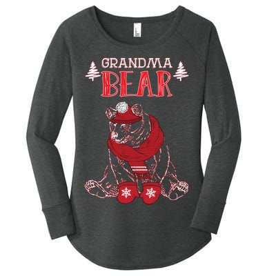 Grandma Bear Christmas Santa Family Matching Pajamas Women's Perfect Tri Tunic Long Sleeve Shirt