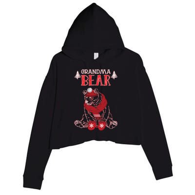 Grandma Bear Christmas Santa Family Matching Pajamas Crop Fleece Hoodie