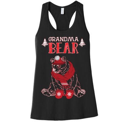 Grandma Bear Christmas Santa Family Matching Pajamas Women's Racerback Tank