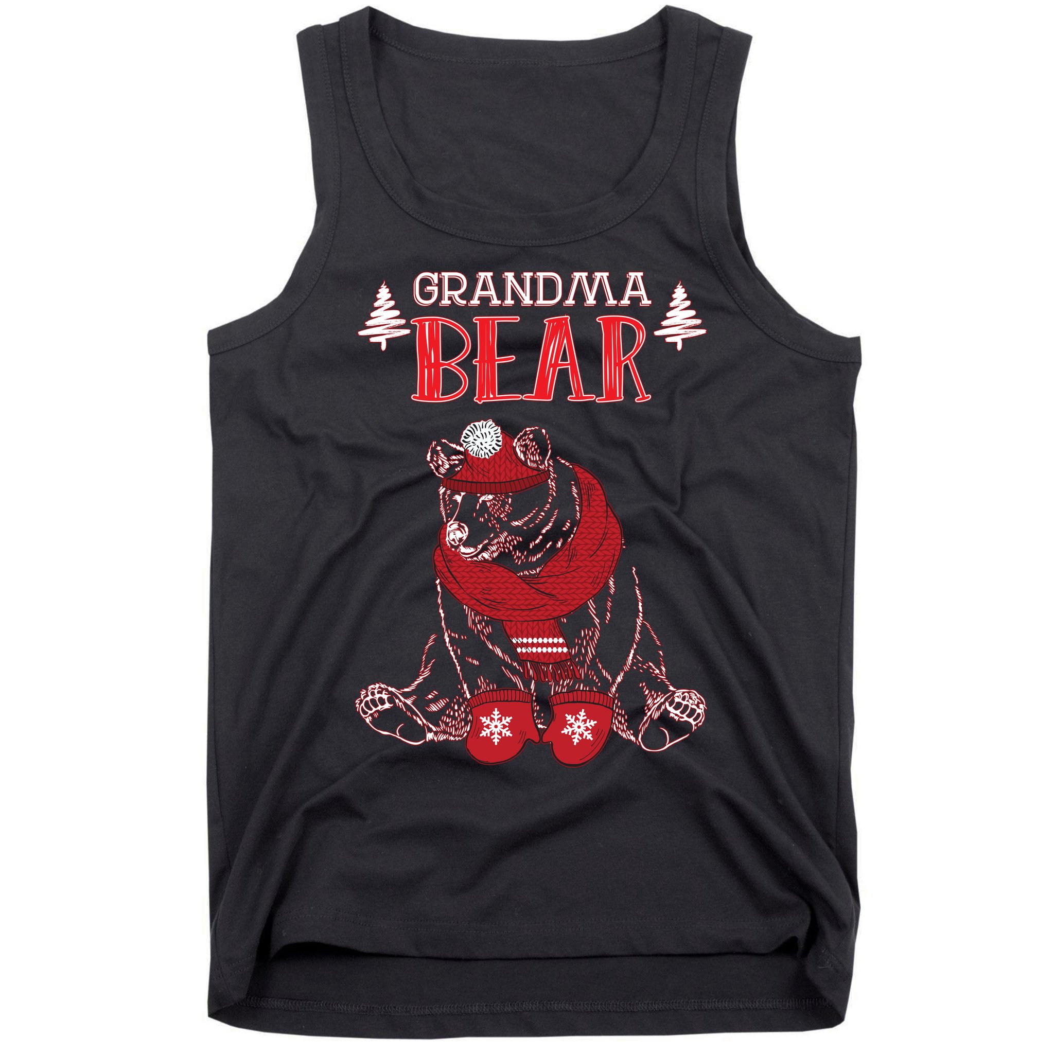Grandma Bear Christmas Santa Family Matching Pajamas Tank Top