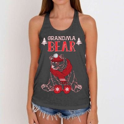 Grandma Bear Christmas Santa Family Matching Pajamas Women's Knotted Racerback Tank