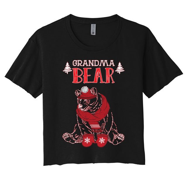 Grandma Bear Christmas Santa Family Matching Pajamas Crop Top