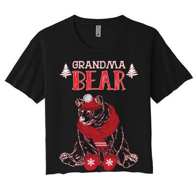 Grandma Bear Christmas Santa Family Matching Pajamas Women's Crop Top Tee