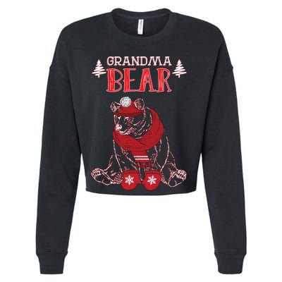 Grandma Bear Christmas Santa Family Matching Pajamas Cropped Pullover Crew